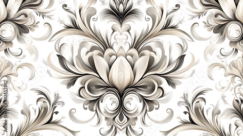 A clean and elegant seamless floral vector pattern showcasing natural symmetry and balance on a bright white background.  photo