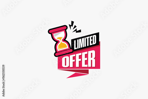 Limited offer label vector design for sales promotion with hourglass icon symbol