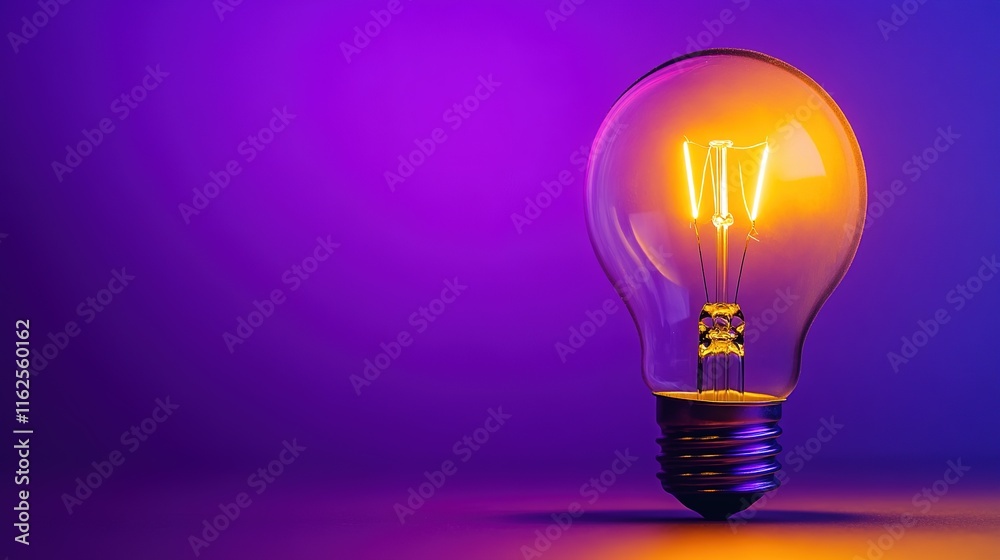 Light bulb on violet background Light bulb on violet background