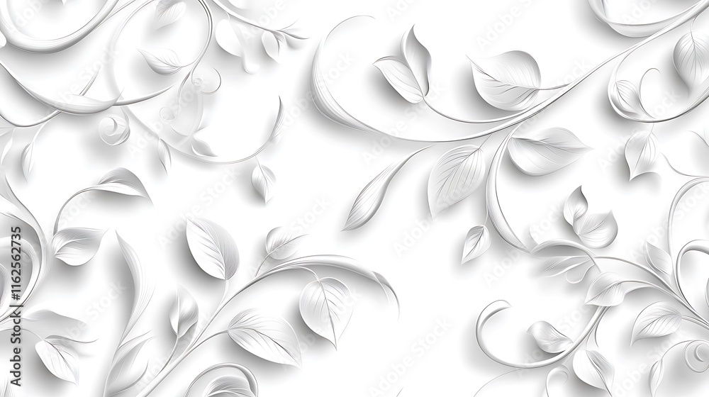 A seamless floral pattern with an elegant theme, combining soft curves and delicate details on a white canvas. A seamless floral pattern with an elegant theme, combining soft curves and delicate details on a white canvas.