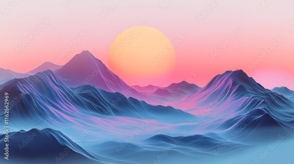 Abstract misty mountain sceneries with soft pastel gradients background,sunset in the mountains Abstract misty mountain sceneries with soft pastel gradients background,sunset in the mountains