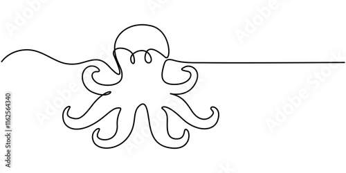 octopus continuous line art drawing style. Minimalist black octopus seafood outline. editable active stroke vector, octopus sketch, drawing by one continuous line, on abstract background vector pro. 