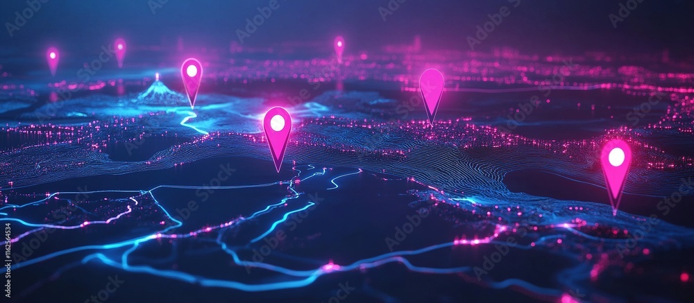 Fototapeta premium Global Network Map with Location Markers.