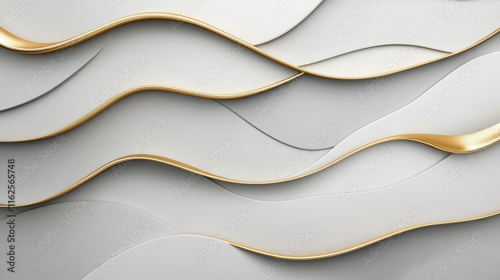 Elegant Waves of White and Gold Textures on Modern Background Elegant Waves of White and Gold Textures on Modern Background