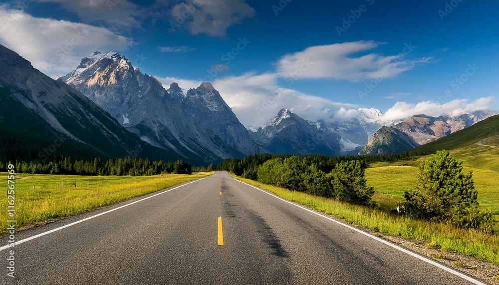 Fototapeta premium Landscape with road and mountains