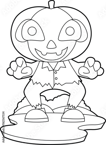 Jack O Lantern Halloween Pumpkin Vector Graphic Art Illustration