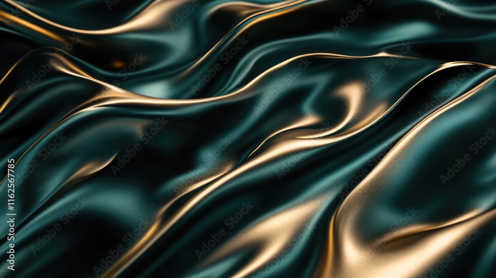 Fototapeta premium Smooth Satin Fabric Flow with Elegant Golden Highlights