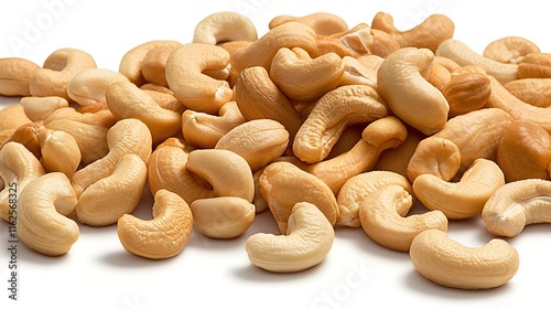 A Pile of Roasted Cashew Nuts Isolated on White photo