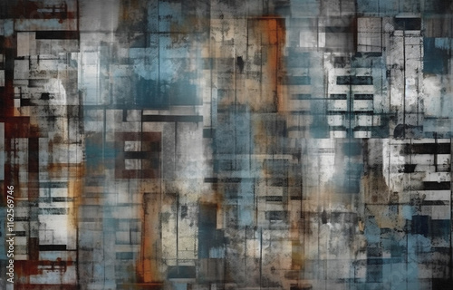 Abstract geometry, oil painting, color piece graphic combination, decoration, porch, lines, shading, texture, stereo, fine arts, texture, light modern luxury contracted, golden background. The fashion