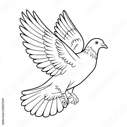 Pigeon flying isolated on white background, png