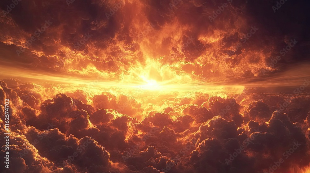 Fototapeta premium Dramatic cloudy sky with rays of sunlight breaking through the gaps