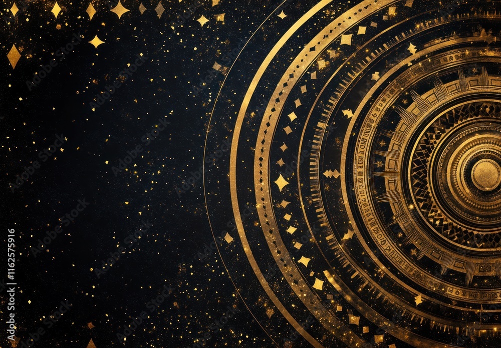 Fototapeta premium Golden Celestial Mandala: A Luxurious Cosmic Artwork