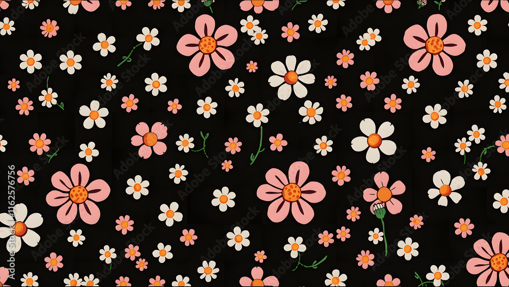 custom made wallpaper toronto digitalCute small flower seamless pattern on black background. Design for fashion , fabric, textile, wallpaper , wrapping and all prints