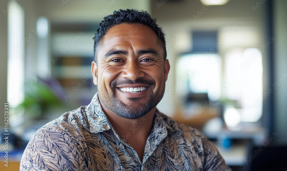 Handsome Maori man at business office, generated ai
Handsome Maori man at business office, generated ai