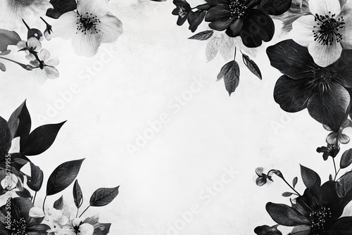 Monochrome Floral Frame Elegant Botanical Design