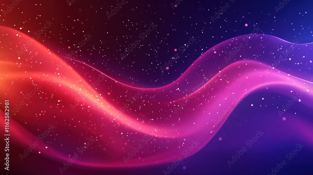 Obraz premium Vibrant Abstract Waves with Glowing Particles in Red and Purple Tones for Backgrounds