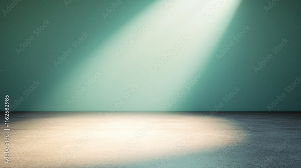 Empty Room Spotlight Teal Wall Concrete Floor Minimalist Background Empty Room Spotlight Teal Wall Concrete Floor Minimalist Background