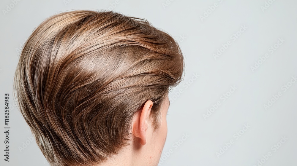 Stylish Short Haircut Back View Indoor Studio Hair Photography Minimalist Aesthetic