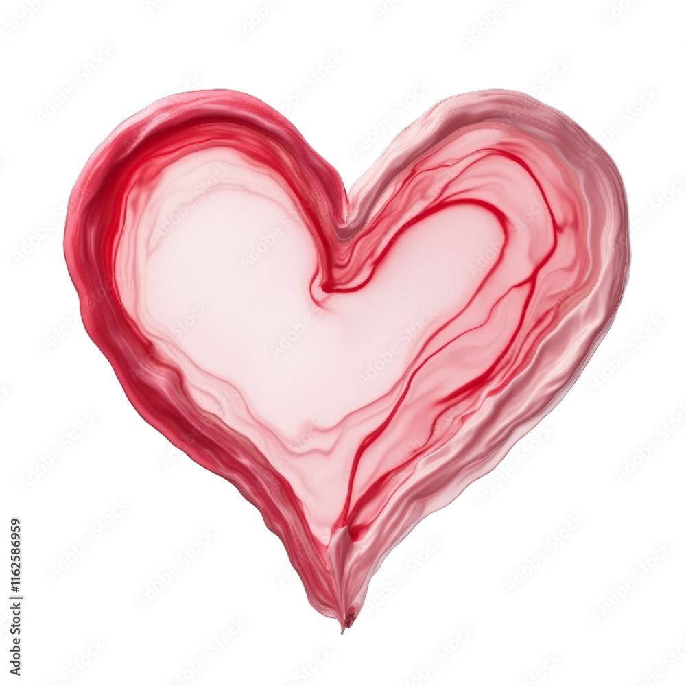 Abstract Floating Heart Made of Wavy Liquid Lines Isolated on a White Background Abstract Floating Heart Made of Wavy Liquid Lines Isolated on a White Background