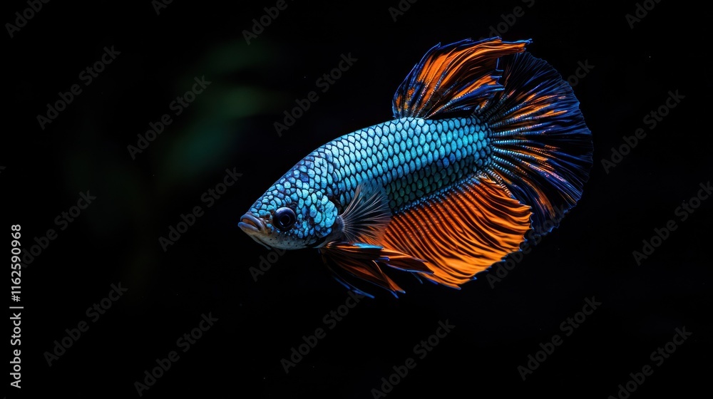 Fototapeta premium Vibrant Blue and Orange Betta Fish
