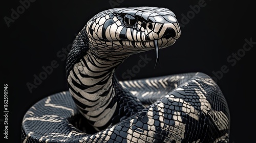 A Majestic Black And White Snake Poses Elegantly photo