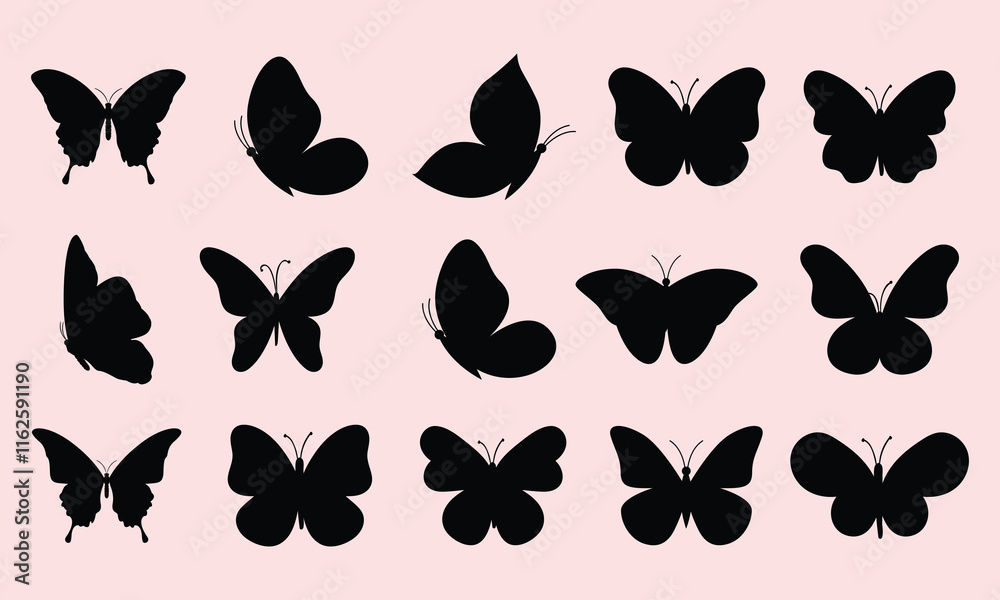 Fototapeta premium Butterfly swarm silhouette background