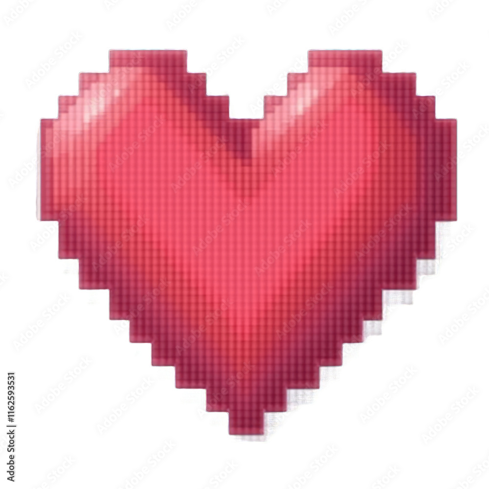 Digital Pixel Heart Like in Retro Video Games Isolated on a White Background Digital Pixel Heart Like in Retro Video Games Isolated on a White Background