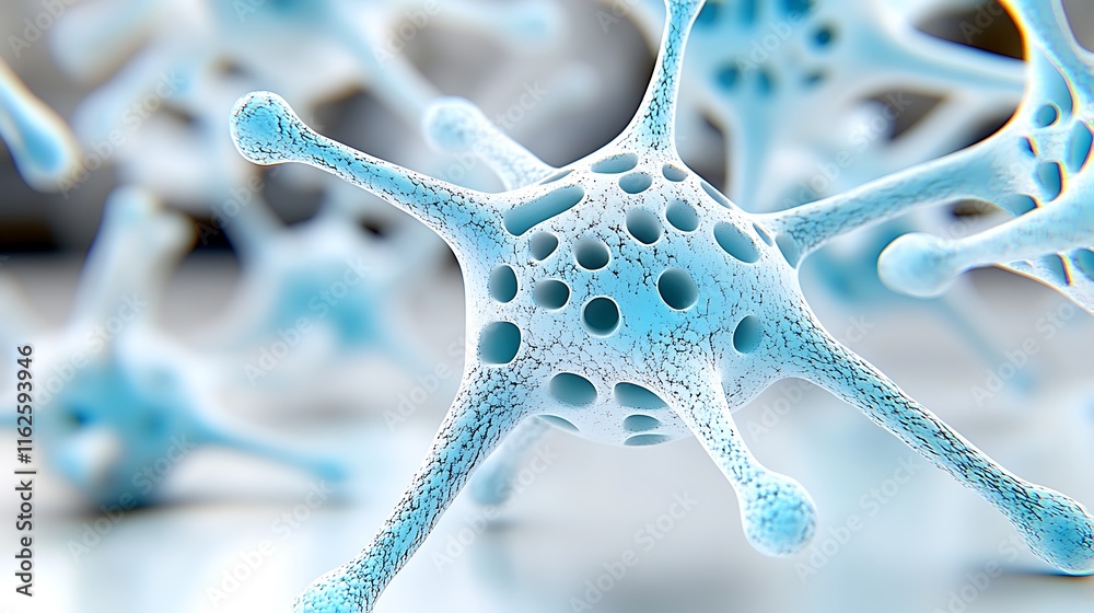 Abstract Blue Cell Structure Microscopic View Abstract Blue Cell Structure Microscopic View