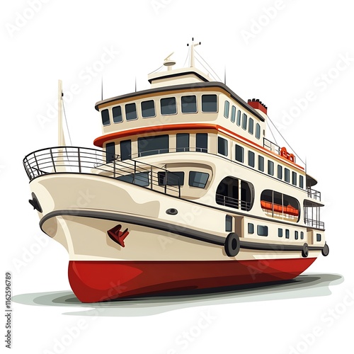 Wallpaper Mural Illustration of a Large Passenger Ferry Boat on a White Background. Torontodigital.ca