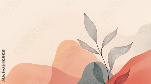 Abstract Art Featuring Delicate Branch And Peach Tones