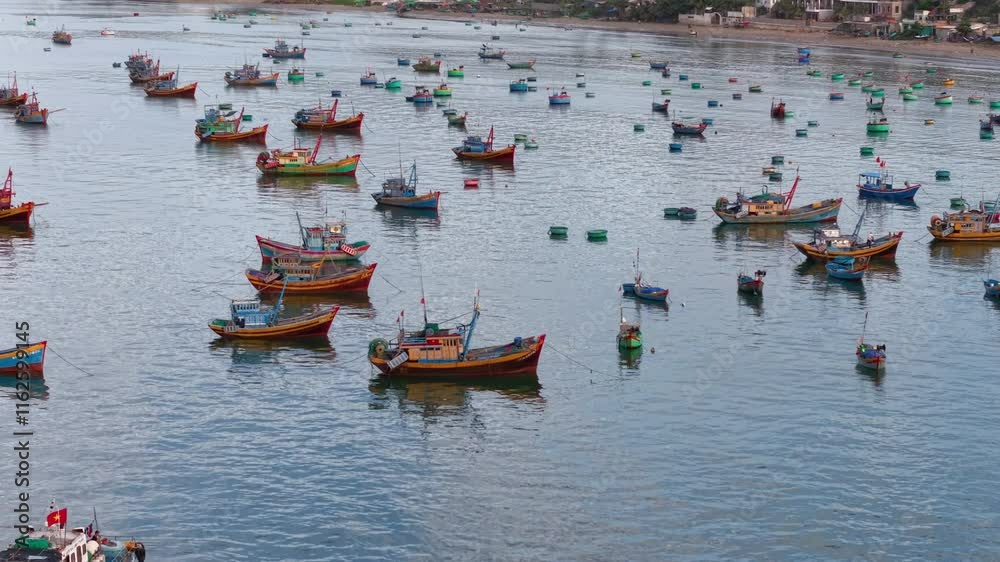 custom made wallpaper toronto digitalFishing village with boats anchored harbor in Mui Ne, Binh Thuan. Royalty high-quality free best stock of traditional Vietnamese fishing boat anchor on local port. Popular landmark, famous destination