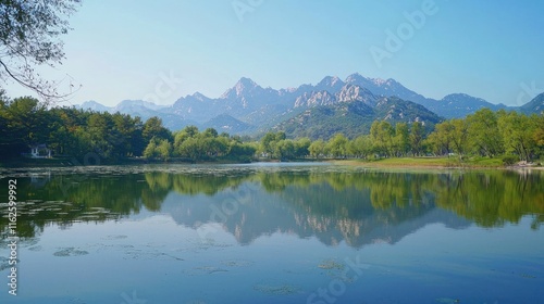 Serene Mountain Lake Reflecting Majestic Peaks