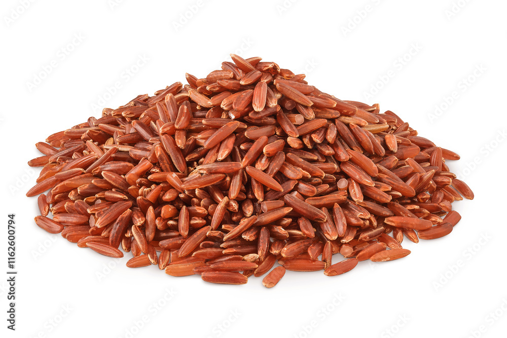 red rice heap isolated on white background red rice heap isolated on white background