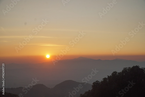 A sunset at Nan in Thailand.