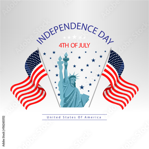 Hand drawn 4th of july independence day illustration