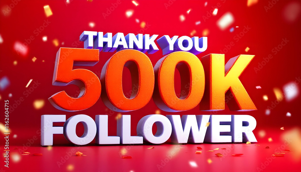 3D text thankyou 500k follower background 3D text thankyou 500k follower background