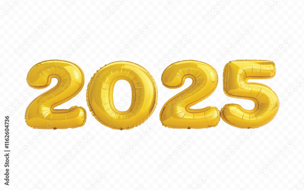 abstract 3d 2025 text made with different golden colour hellium balloons isolated on white background abstract 3d 2025 text made with different golden colour hellium balloons isolated on white background