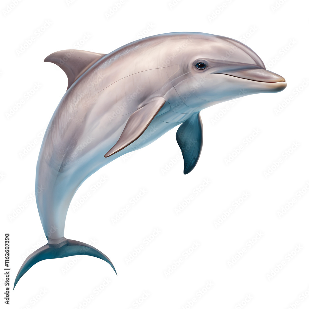 Obraz premium Illustration of A rare dolphin with a rounded head, isolated on a transparent background