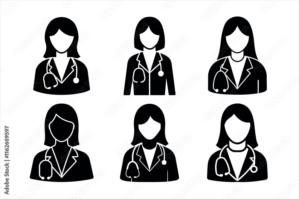 female doctor icons for healthcare design on a white background female doctor icons for healthcare design on a white background