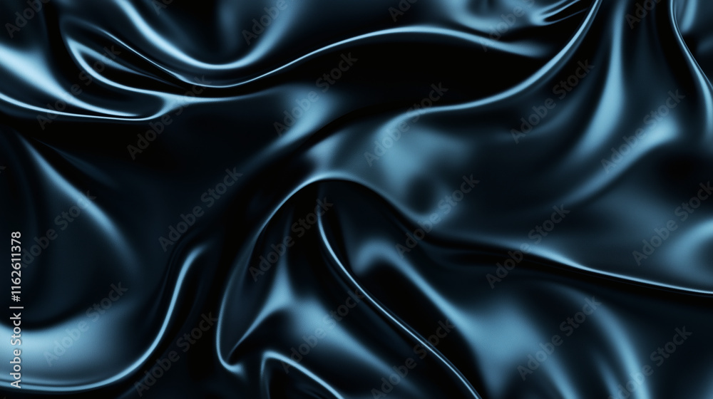 Fototapeta premium Draped black satin fabric, silk, satin