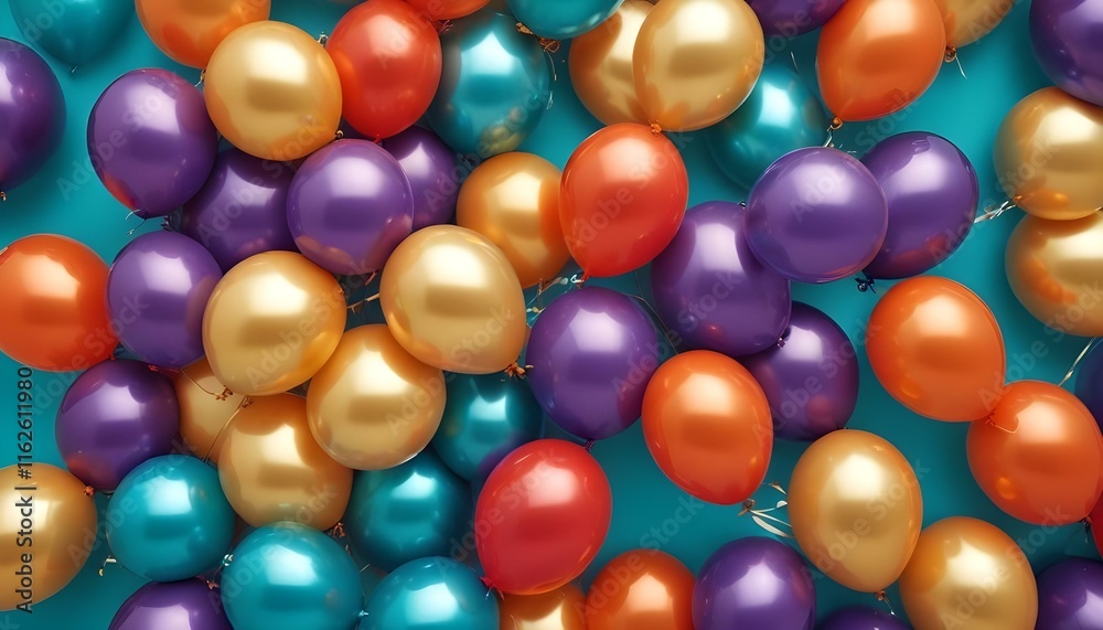 Globos de colores sobre un fondo turquesa Globos de colores sobre un fondo turquesa