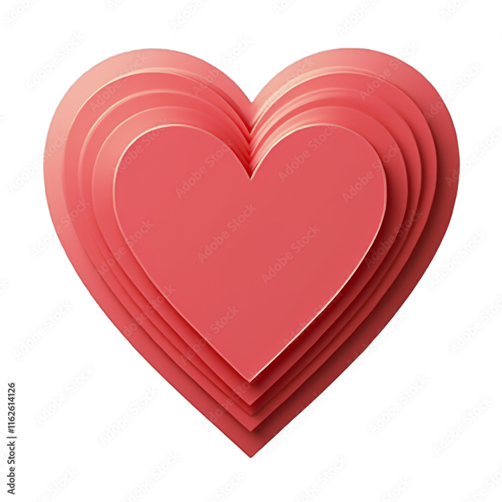 Paper-Cut Layered Heart in 3D Style Isolated on a White Background Paper-Cut Layered Heart in 3D Style Isolated on a White Background