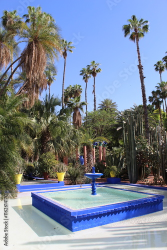 Jardin fontaine bleue à Marrakech, Maroc