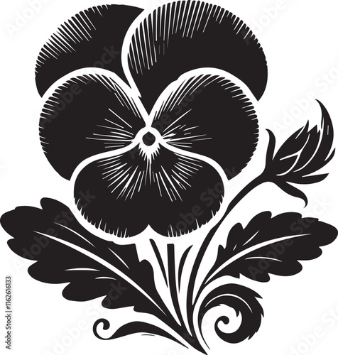 Black and white flower isolated