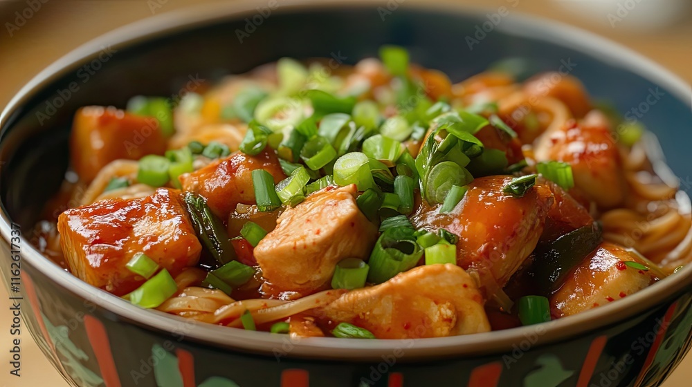 Savory Chicken Stir Fry Noodles In A Bowl