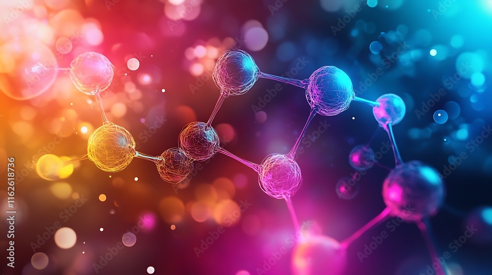 Artistic physics illustration with abstract lines and luminous molecular designs Artistic physics illustration with abstract lines and luminous molecular designs