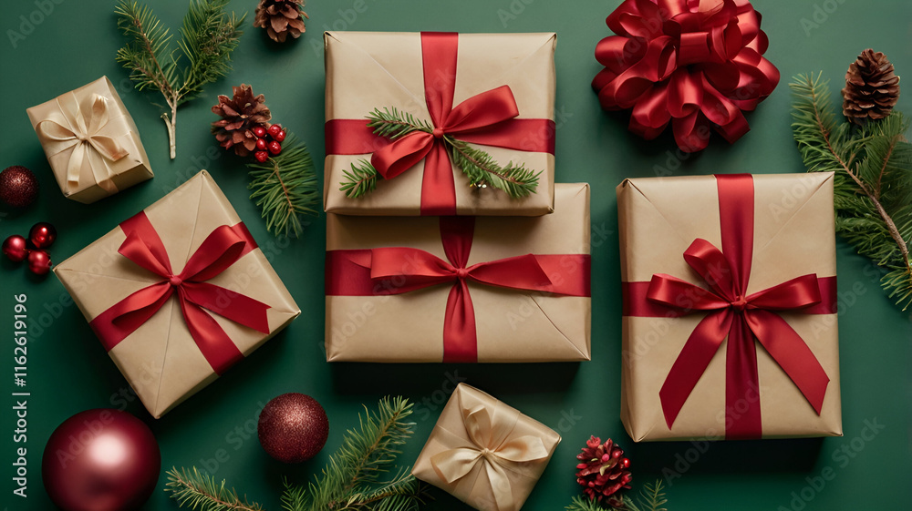 Beautifully wrapped New Year's gifts stacked together, featuring colorful paper, shimmering bows, and festive tags. Beautifully wrapped New Year's gifts stacked together, featuring colorful paper, shimmering bows, and festive tags.