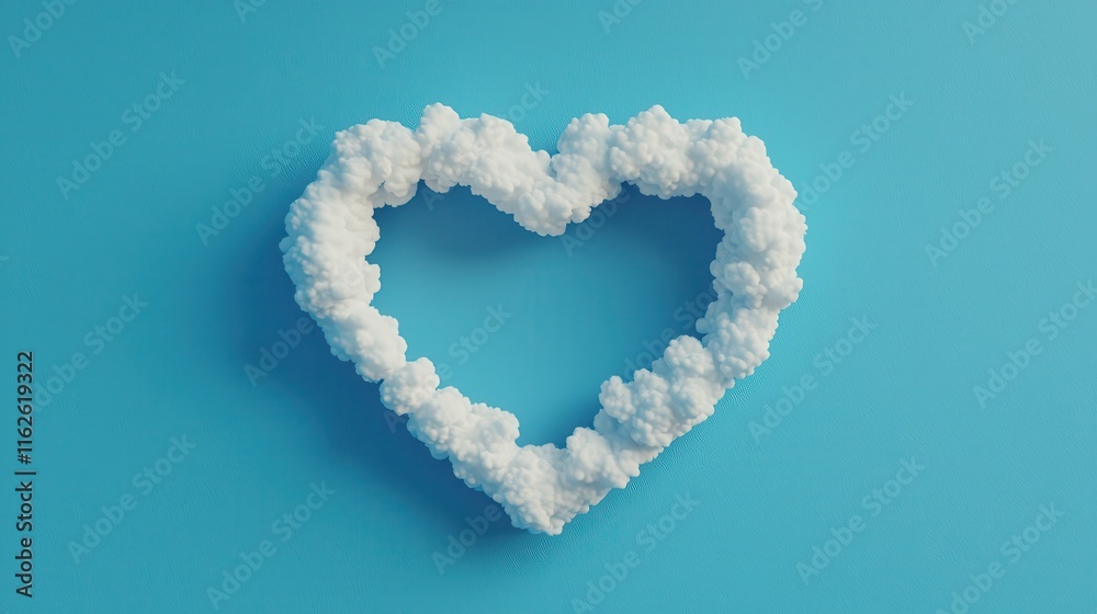 Fototapeta premium Heart-Shaped Cloud on Blue Background Evoking Love and Serenity