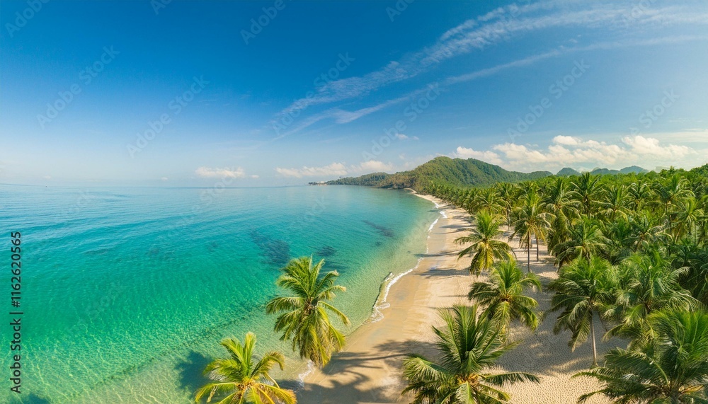 The perfect escape: beach, sun, and coconut trees The perfect escape: beach, sun, and coconut trees
