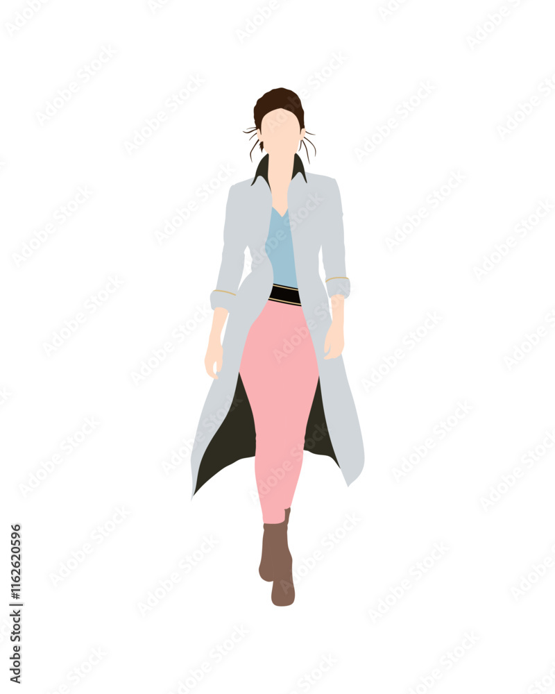Flat vector people and illustration, woman with casual outfit Flat vector people and illustration, woman with casual outfit